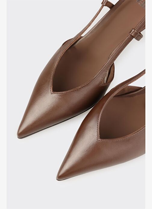 Kahve Deri Kadın Topuklu Ayakkabı - Görsel 5