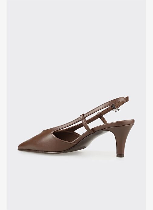 Kahve Deri Kadın Topuklu Ayakkabı - Görsel 4