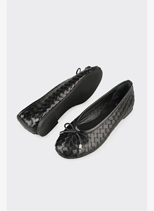 Siyah Deri Kadın Günlük Ayakkabı - Görsel 4