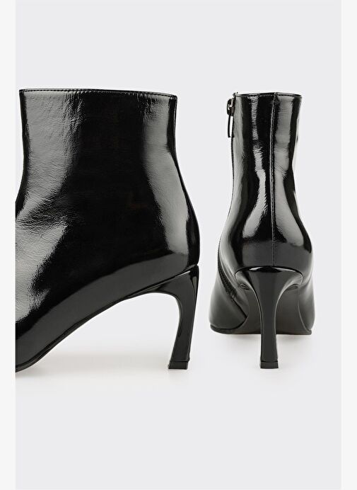 Siyah Deri Kadın Klasik Bot - Görsel 5