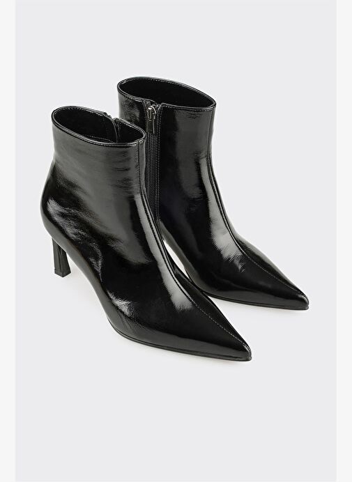 Siyah Deri Kadın Klasik Bot - Görsel 3