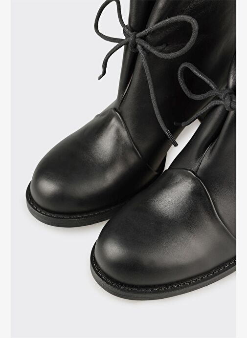 Siyah Deri Kadın Günlük Bot - Görsel 5