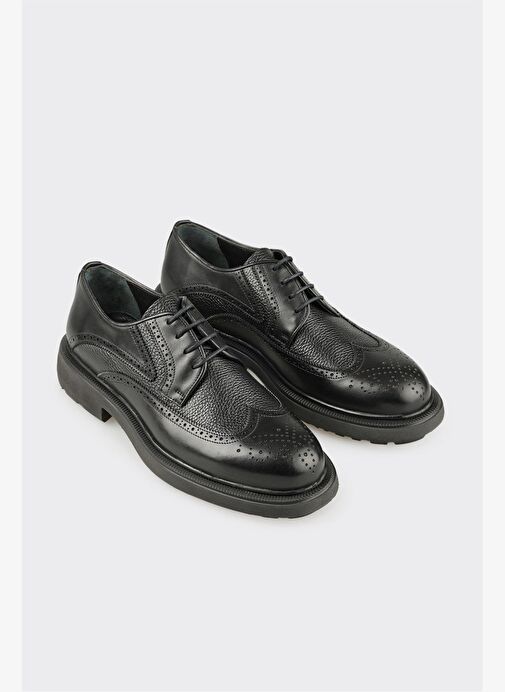 Siyah Deri Erkek Günlük Ayakkabı - Görsel 3