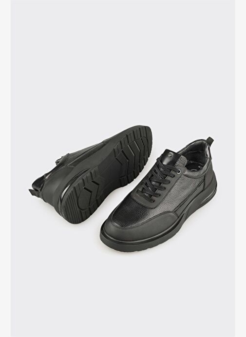 Siyah Deri Erkek Günlük Ayakkabı - Görsel 4