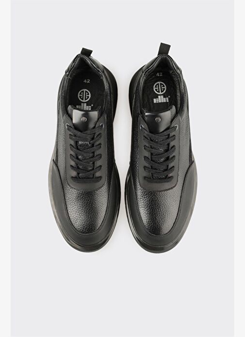 Siyah Deri Erkek Günlük Ayakkabı - Görsel 5