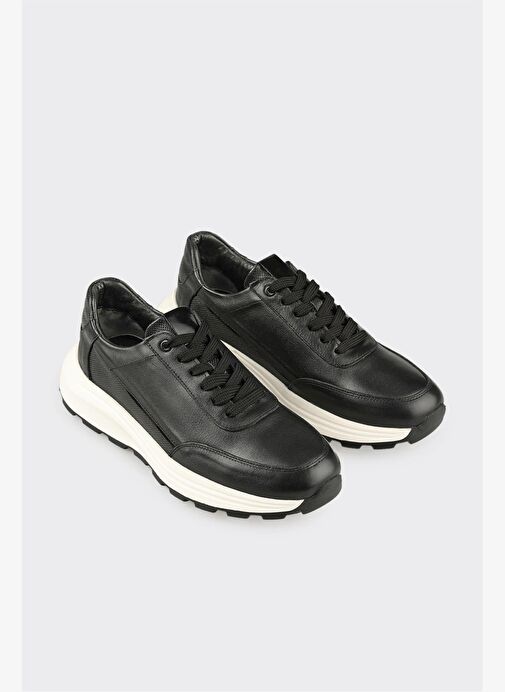 Siyah Deri Erkek Spor Ayakkabı - Görsel 3