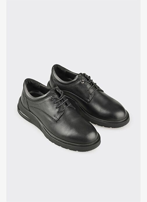 Siyah Deri Erkek Günlük Ayakkabı - Görsel 3