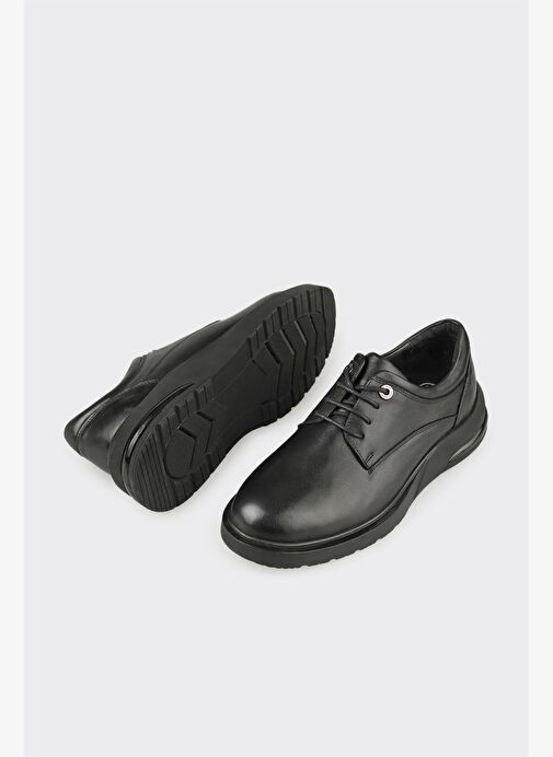 Siyah Deri Erkek Günlük Ayakkabı - Görsel 4