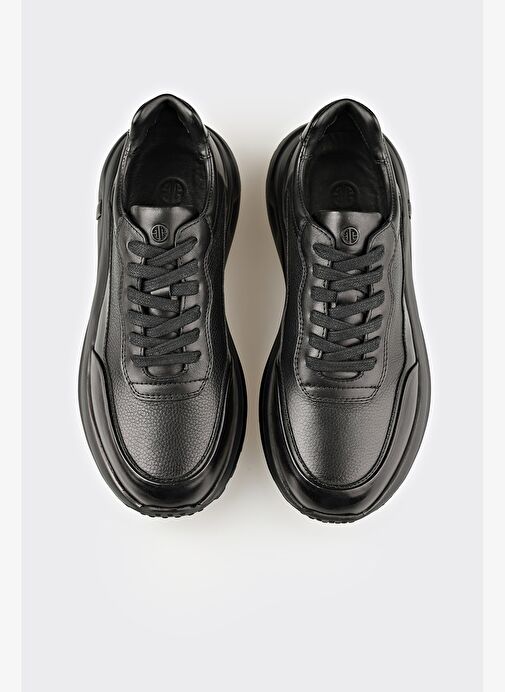 Siyah Deri Erkek Spor Ayakkabı - Görsel 5