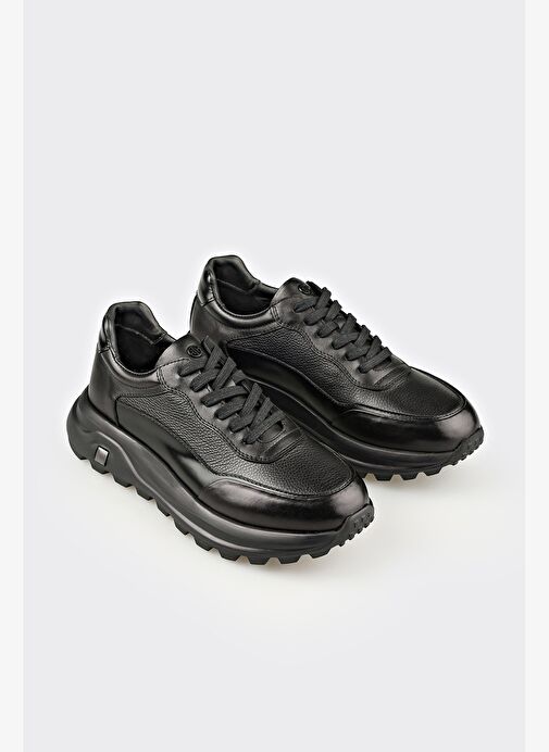 Siyah Deri Erkek Spor Ayakkabı - Görsel 3