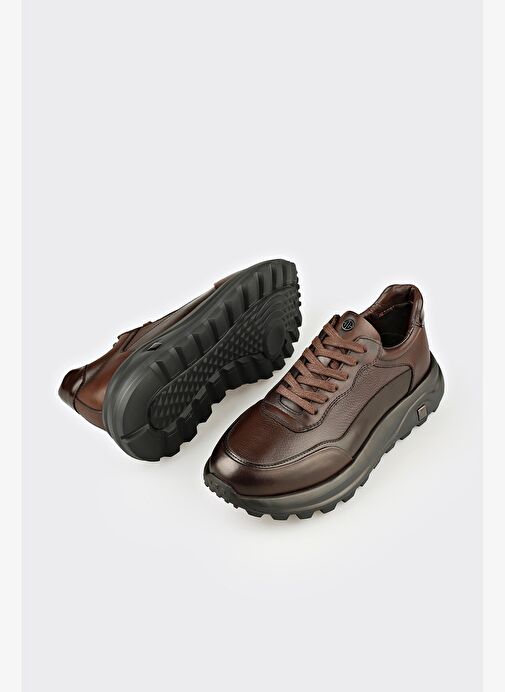 Kahve Deri Erkek Spor Ayakkabı - Görsel 4