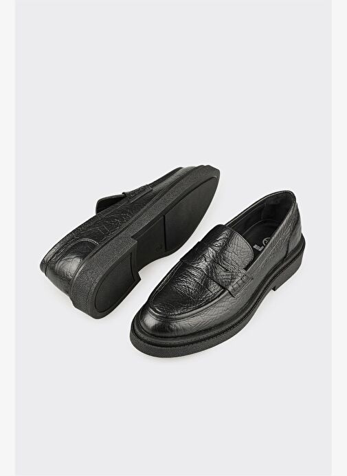 Siyah Deri Erkek Günlük Ayakkabı - Görsel 4