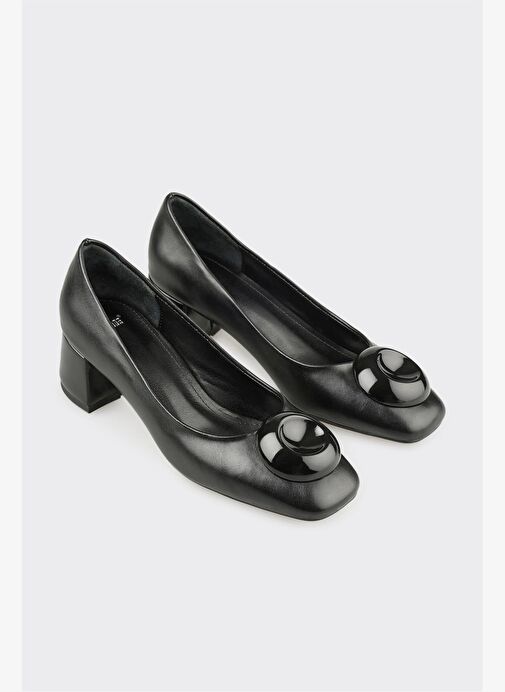 Siyah Kadın Orta Topuk Ayakkabı - Görsel 3
