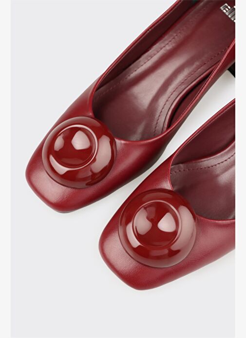 Bordo Kadın Orta Topuk Ayakkabı - Görsel 5