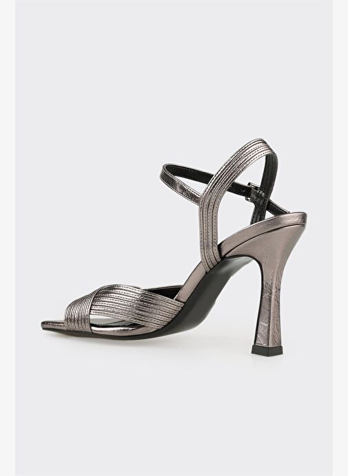 Platin Kadın Topuklu Sandalet - Görsel 4