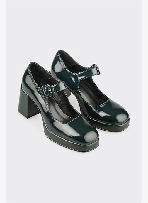 Yeşil Deri Kadın Ayakkabı - Görsel 3