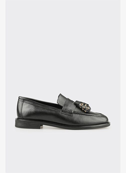 Siyah Deri Kadın Günlük Ayakkabı - Görsel 2