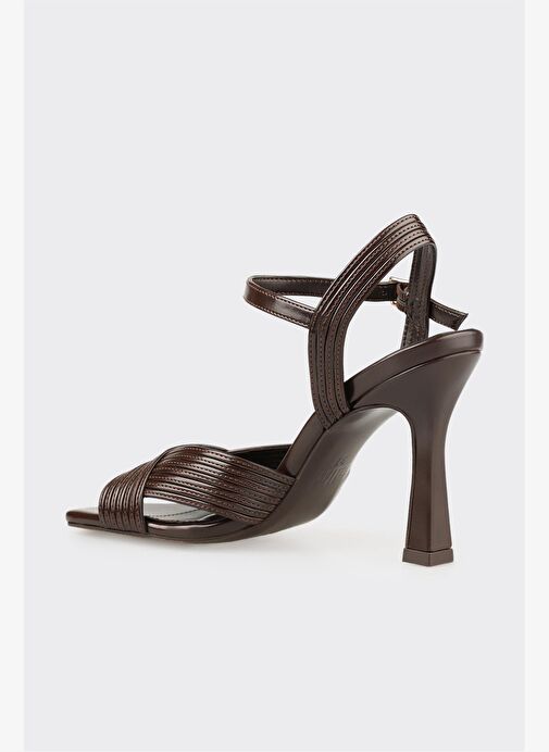 Kahve Kadın Topuklu Sandalet - Görsel 4
