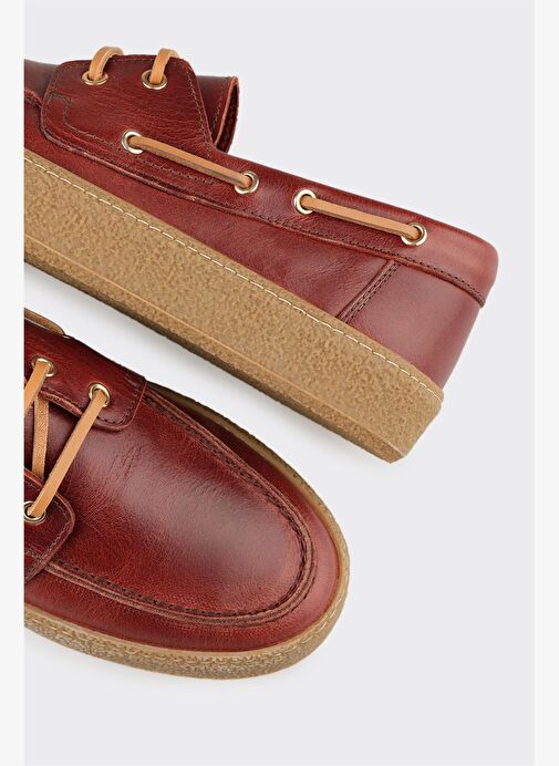 Bordo Deri Kadın Günlük Ayakkabı - Görsel 6