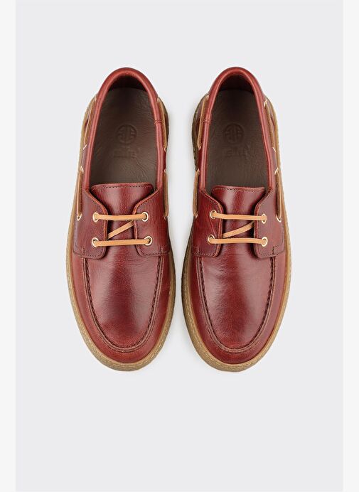 Bordo Deri Kadın Günlük Ayakkabı - Görsel 5