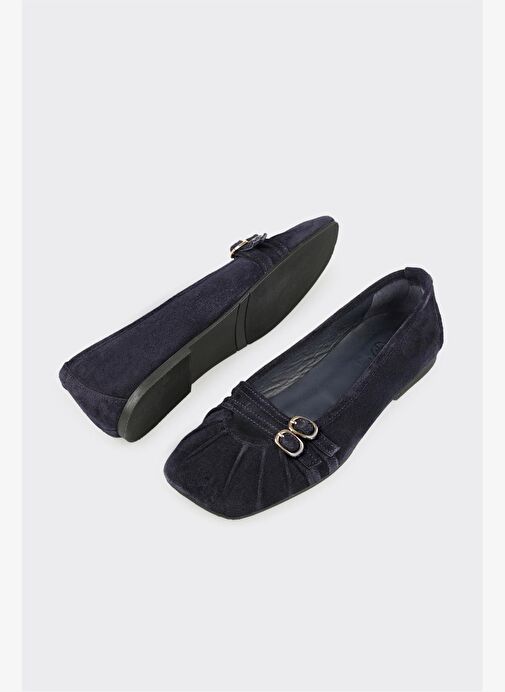 Lacivert Deri Kadın Günlük Ayakkabı - Görsel 4