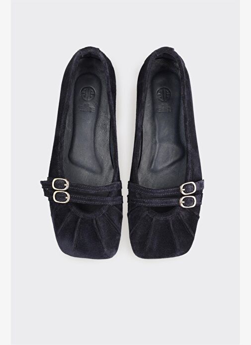 Lacivert Deri Kadın Günlük Ayakkabı - Görsel 5