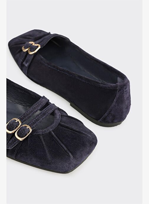 Lacivert Deri Kadın Günlük Ayakkabı - Görsel 6