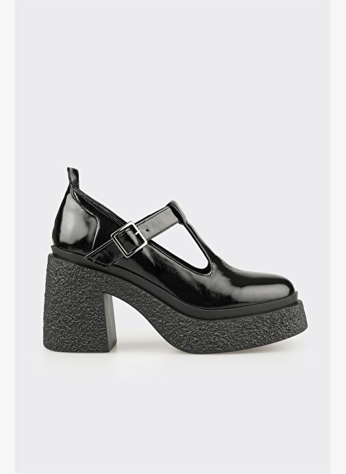 Siyah Deri Kadın Topuklu Ayakkabı - Görsel 2