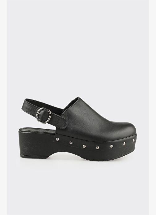 Siyah Deri Kadın Terlik - Görsel 2