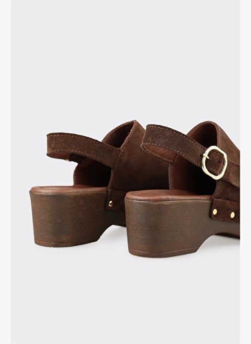 Kahve Deri Kadın Terlik - Görsel 5