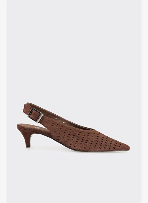 Kahve Deri Kadın Topuklu Ayakkabı - Görsel 2