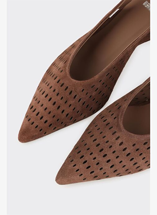 Kahve Deri Kadın Topuklu Ayakkabı - Görsel 5