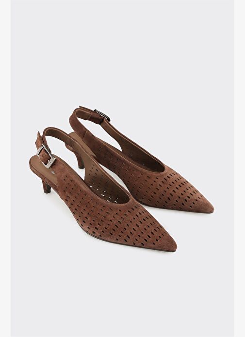 Kahve Deri Kadın Topuklu Ayakkabı - Görsel 3