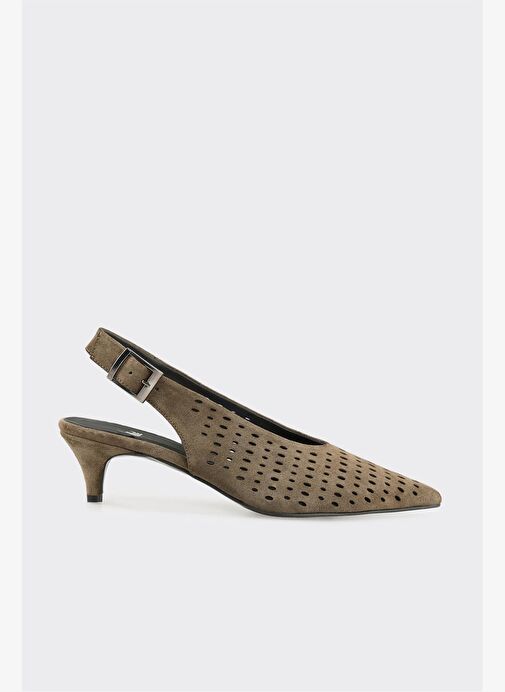 Haki Deri Kadın Topuklu Ayakkabı - Görsel 2