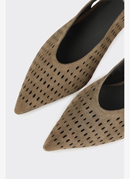 Haki Deri Kadın Topuklu Ayakkabı - Görsel 5