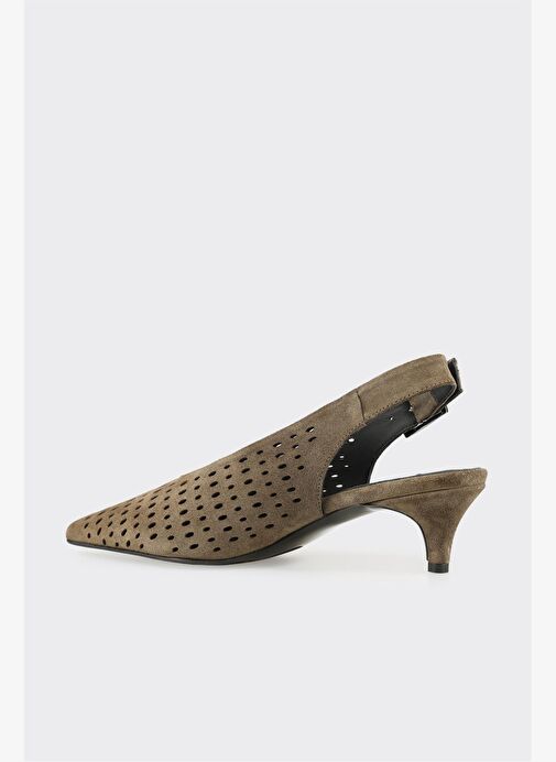 Haki Deri Kadın Topuklu Ayakkabı - Görsel 4