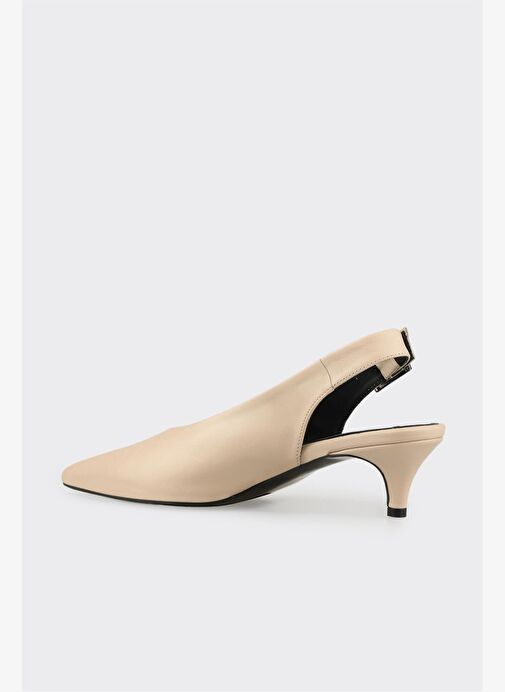 Bej Deri Kadın Ayakkabı - Görsel 4