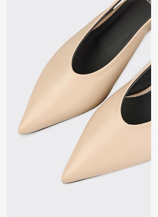 Bej Deri Kadın Ayakkabı - Görsel 5