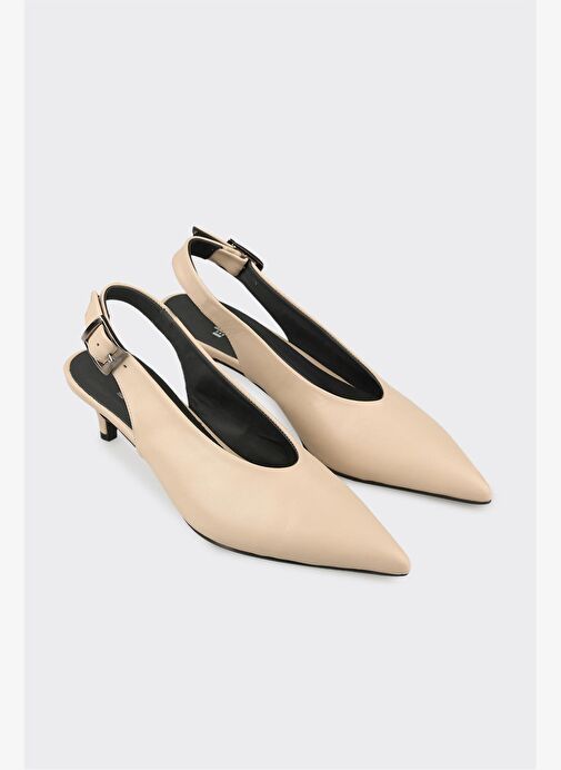 Bej Deri Kadın Ayakkabı - Görsel 3