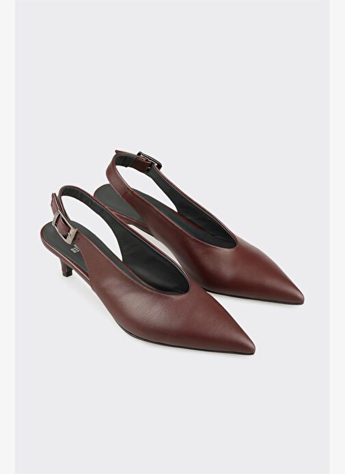 Bordo Deri Kadın Ayakkabı - Görsel 3