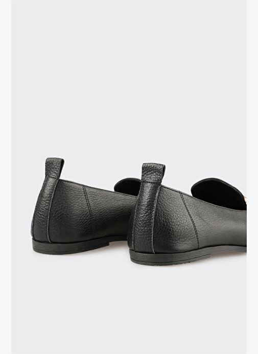 Siyah Deri Kadın Günlük Ayakkabı - Görsel 6