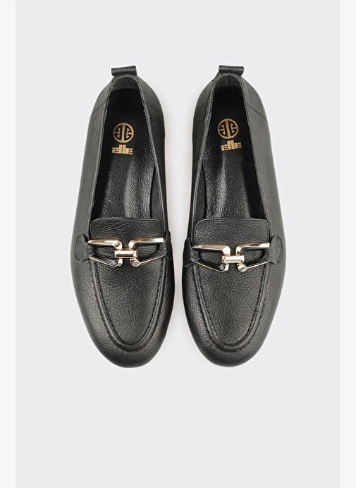 Siyah Deri Kadın Günlük Ayakkabı - Görsel 5