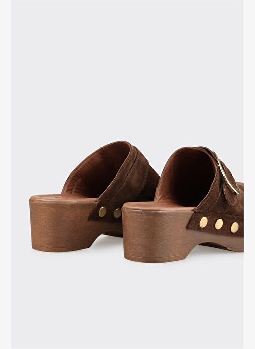 Kahve Deri Kadın Terlik - Görsel 5