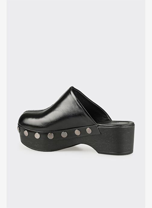 Siyah Deri Kadın Terlik - Görsel 4