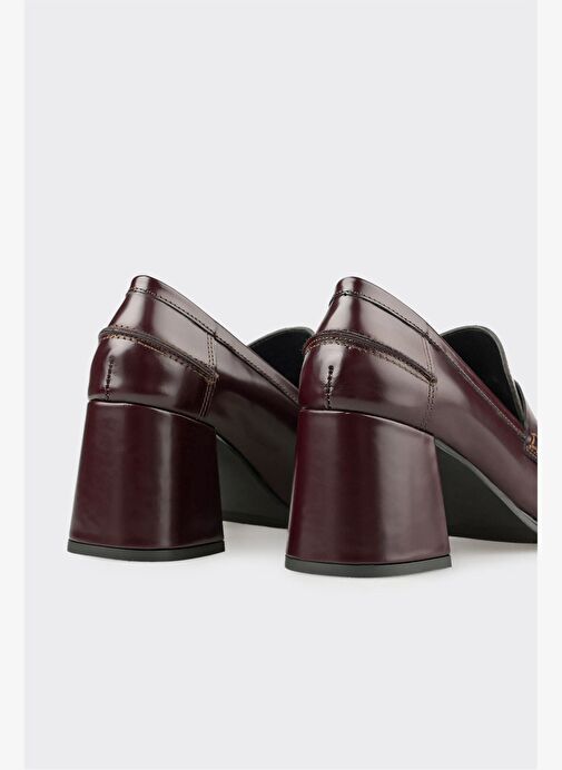 Bordo Deri Kadın Topuklu Ayakkabı - Görsel 5