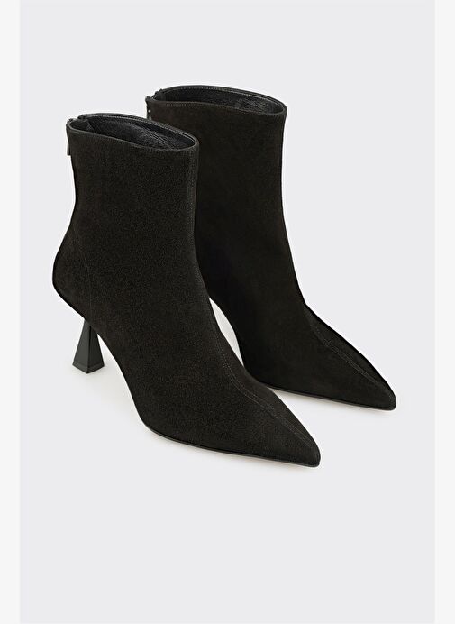 Siyah Deri Kadın Klasik Bot - Görsel 3