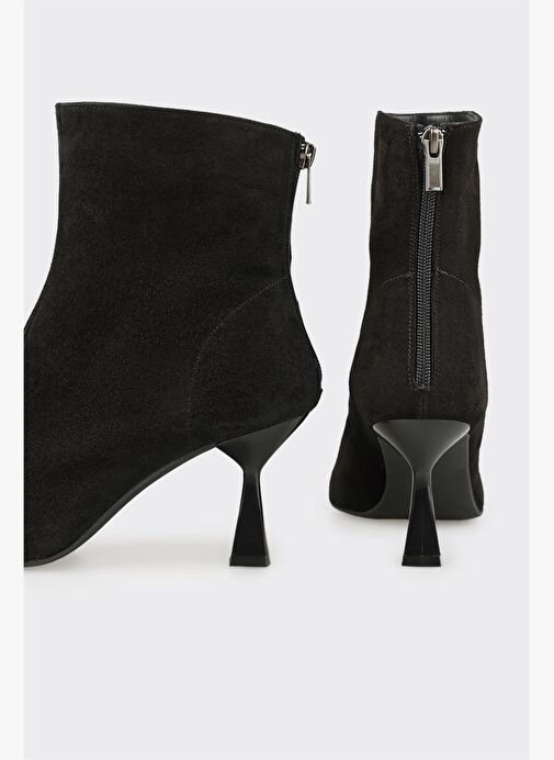 Siyah Deri Kadın Klasik Bot - Görsel 5