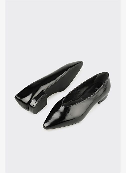 Siyah Deri Kadın Günlük Ayakkabı - Görsel 4