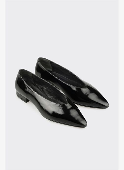 Siyah Deri Kadın Günlük Ayakkabı - Görsel 3