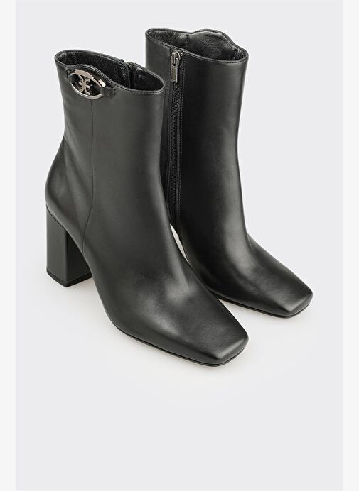 Siyah Deri Kadın Klasik Bot - Görsel 3
